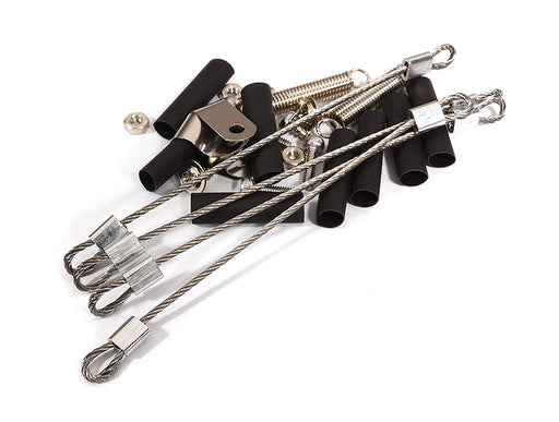 Realistic 1/10 Scale Steel Cable & Mount Set for Off-Road R/C Crawler