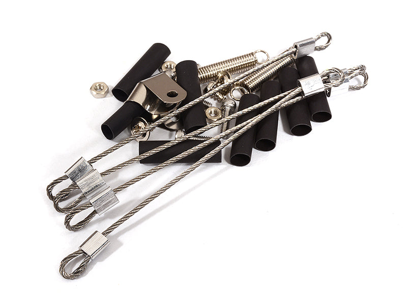 Realistic 1/10 Scale Steel Cable & Mount Set for Off-Road R/C Crawler