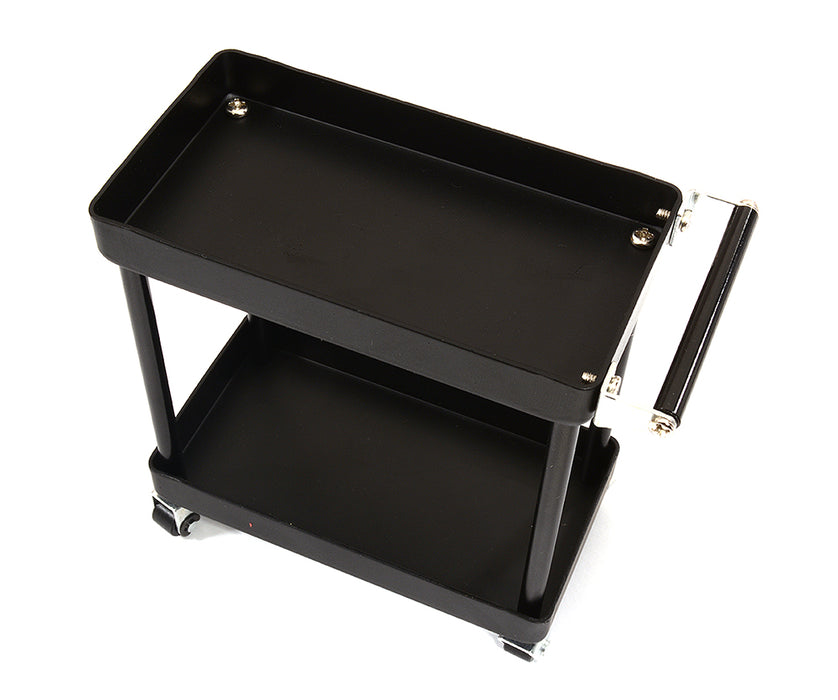 Realistic Scale Model 2-Tier Rolling Metal Storage Organizer Cart for RC