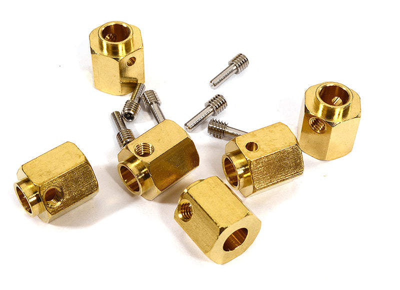 12mm Hex Wheel (6) Hub Brass 14mm Thick for Traxxas TRX-6 Scale & Trail Crawler