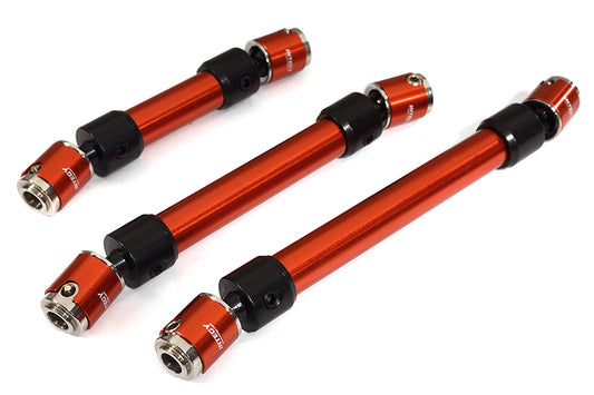 Machined Alloy Center Drive Shaft Set for Axial 1/10 SCX10 II 6X6 - Red (3-Pack)