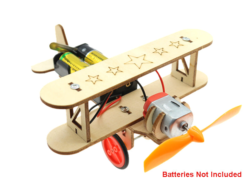 Wooden DIY Education Battery Powered Toy Plane Model