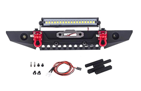 Alloy Front Bumper w/ LED Light Bar for Traxxas TRX-4, Axial SCX-10 & SCX10 II