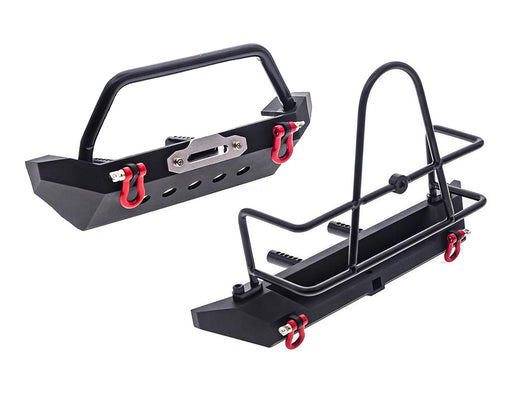 Realistic 1/10 Front & Rear Bumper w/ Spare Tire Mount for Traxxas TRX-4, SCX-10