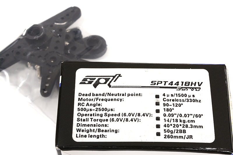 SPT4418HV 18kg MG 40x20x28mm Low Profile Coreless Servo w/ Horn