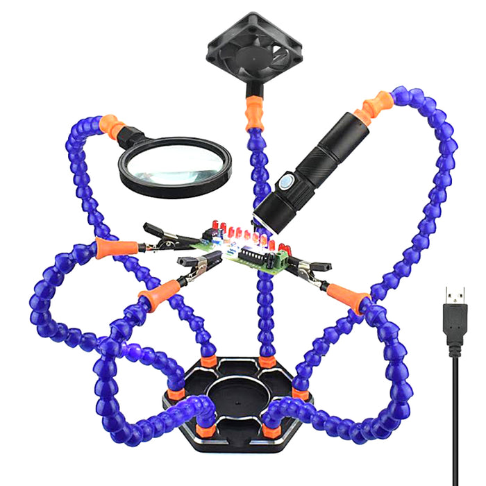 Soldering Workstation Stand w/ LED Light, Fan & Magnifying Glass