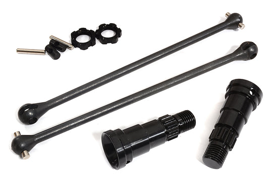 Black Universal Drive Shafts with Stub Axles Pair for Traxxas 8S X-Maxx 4X4