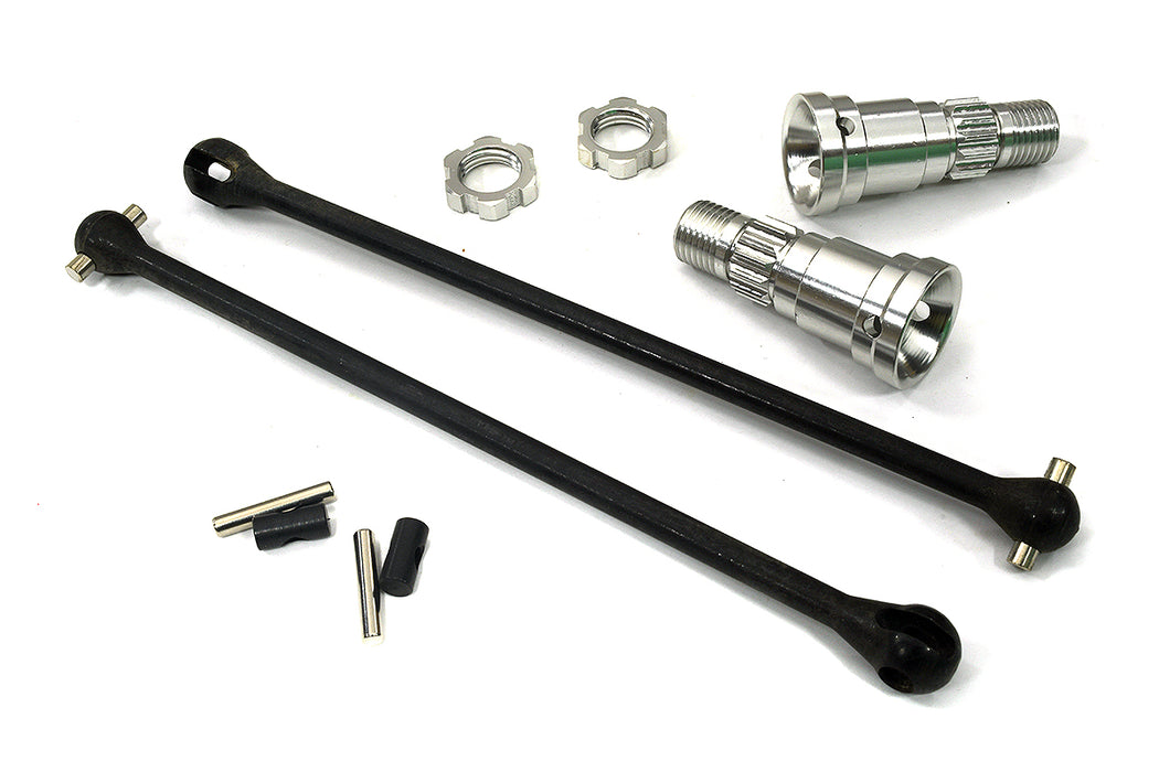 Silver Universal Drive Shafts with Stub Axles Pair for Traxxas 8S X-Maxx 4X4