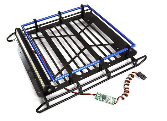 Roof Top Luggage Tray 190x175x40mm w/ LED Light Bar for Axial SCX10 II 6X6