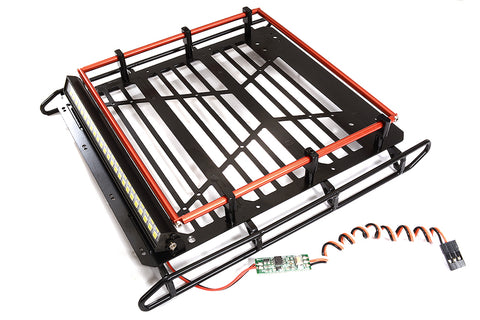 Roof Top Luggage Tray 190x175x40mm w/ LED Light Bar for Axial SCX10 II 6X6