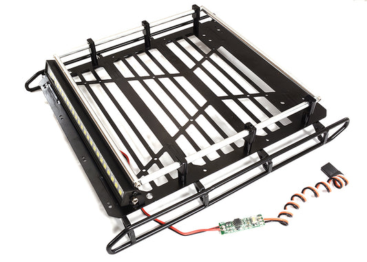 Roof Top Luggage Tray 190x175x40mm w/ LED Light Bar for Axial SCX10 II 6X6