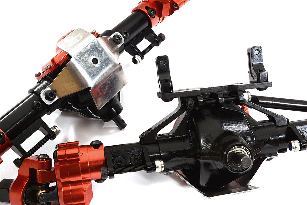 Billet Machined F & R Axle Assembly for 1/10 SCX10 Crawler w/ 4-Link Suspension