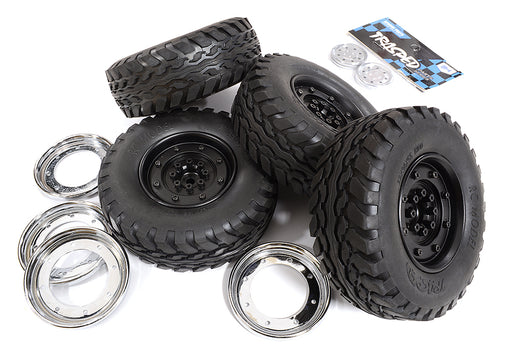 Tire & Wheel (4) Set 4ASS-PA008 for HG-P408 1/10 4X4 H1 Hummer