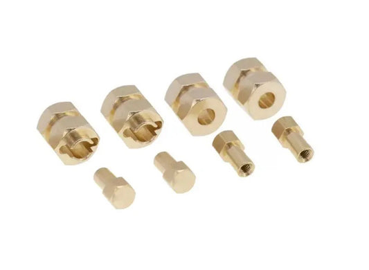 Alloy Machined Brass Wheel Hex Adapters 9.5mm Thick for Axial 1/24 SCX24 Crawler