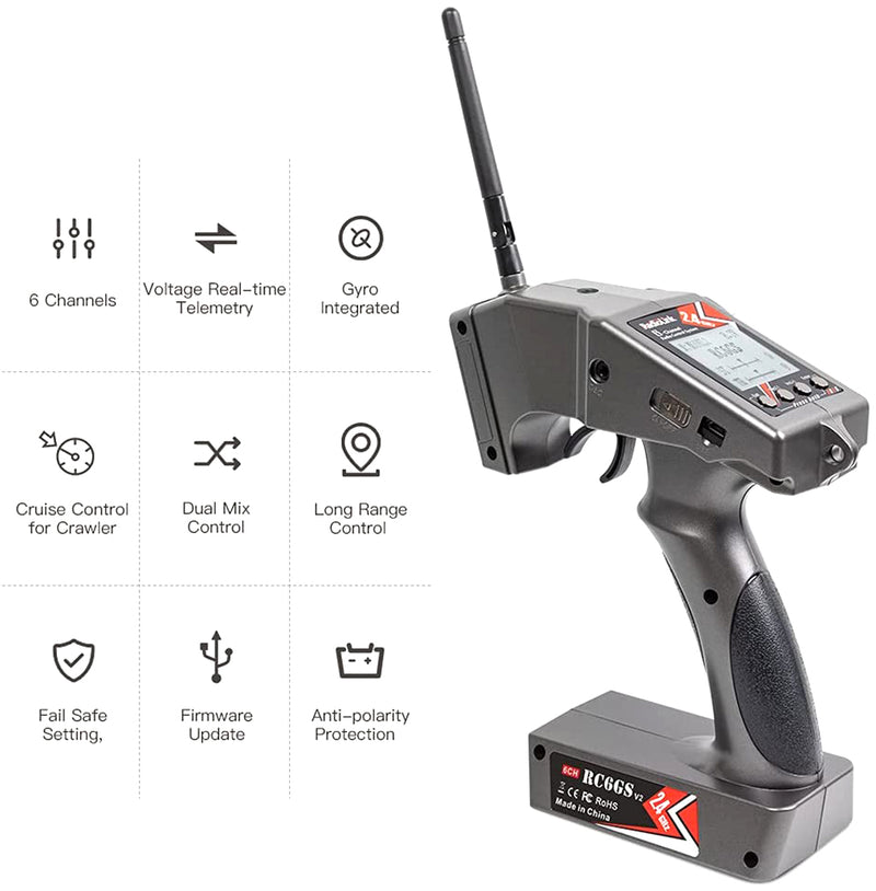 Radiolink RC6GS 2.4G 6CH Car Controller Transmitter+R7FG Gyro Receiver
