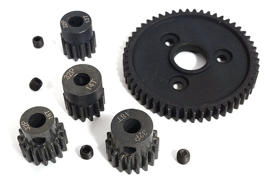 Steel 32 Pitch 54T Spur+13+14+16+18T Pinion Set w/5mm for Most Traxxas 1/10 4X4