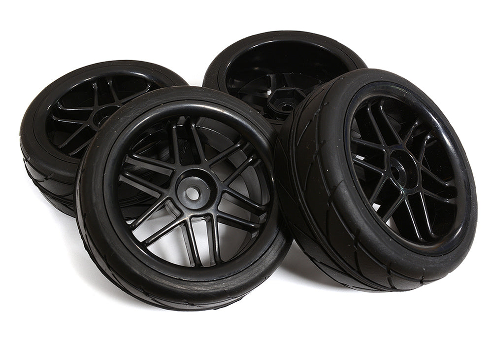 12 Spoke Complete Wheel & Tire Set (4) for 1/10 Touring Car