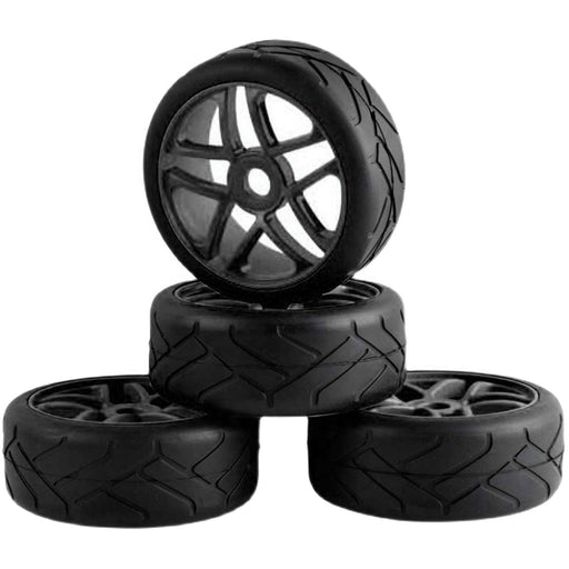 Rubber Tires, Wheels & Inserts TK08 Style w/ 17mm Hex for 1/8 Buggy Size 4pcs.