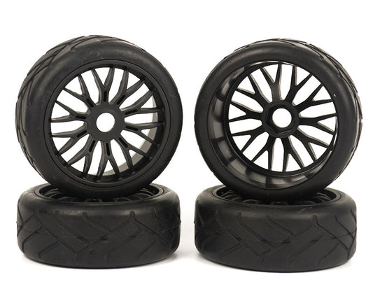 Rubber Tires, Wheels & Inserts TK05 Style w/ 17mm Hex for 1/8 Buggy Size 4pcs.