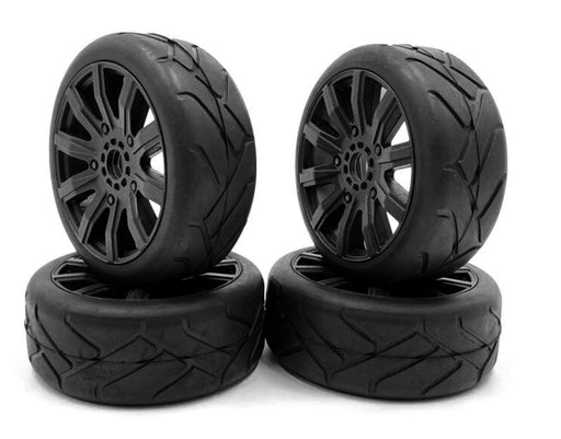 Rubber Tires, Wheels & Inserts TK09 Style w/ 17mm Hex for 1/8 Buggy Size 4pcs.