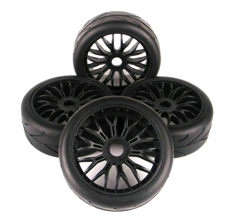 Rubber Tires, Wheels & Inserts TK11 Style w/ 17mm Hex for 1/8 Buggy Size 4pcs.