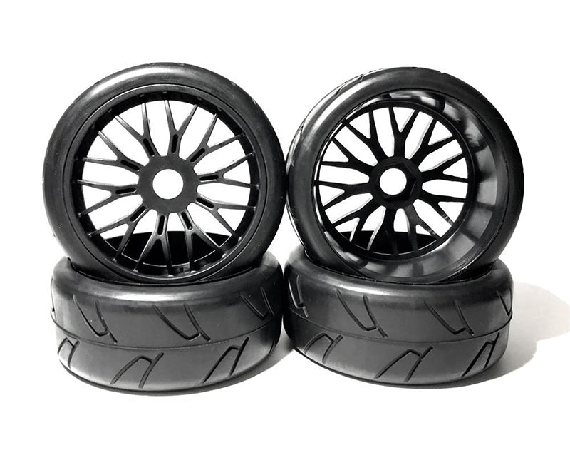 Rubber Tires, Wheels & Inserts TK12 Style w/ 17mm Hex for 1/8 Buggy Size 4pcs.