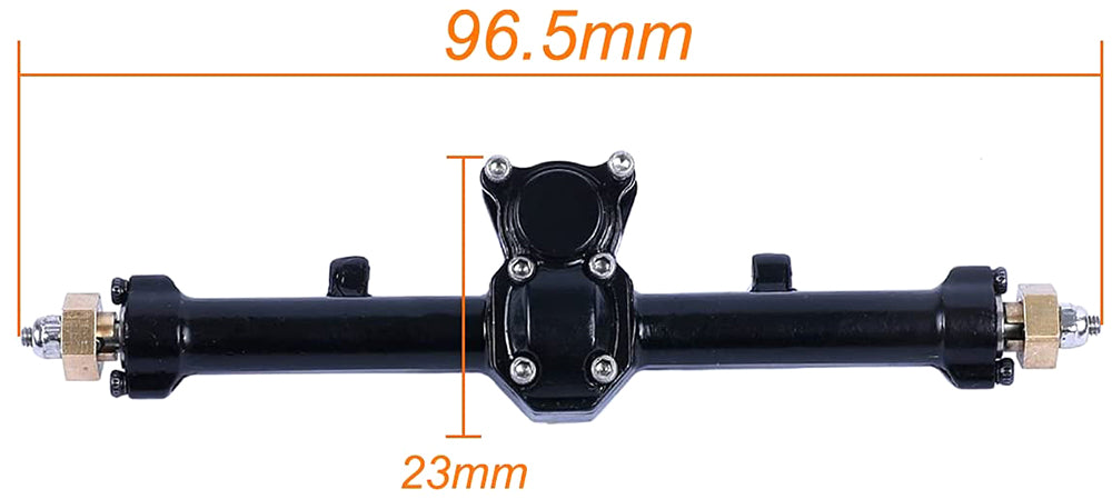 Black Billet Machined Alloy Complete Rear Axle for Axial 1/24 SCX24 Rock Crawler