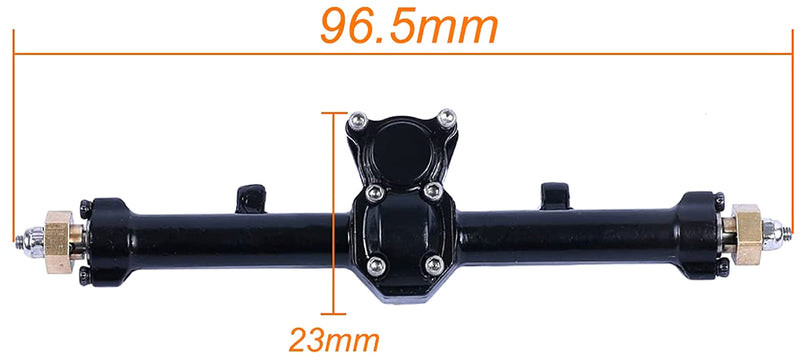 Black Billet Machined Alloy Complete Rear Axle for Axial 1/24 SCX24 Rock Crawler
