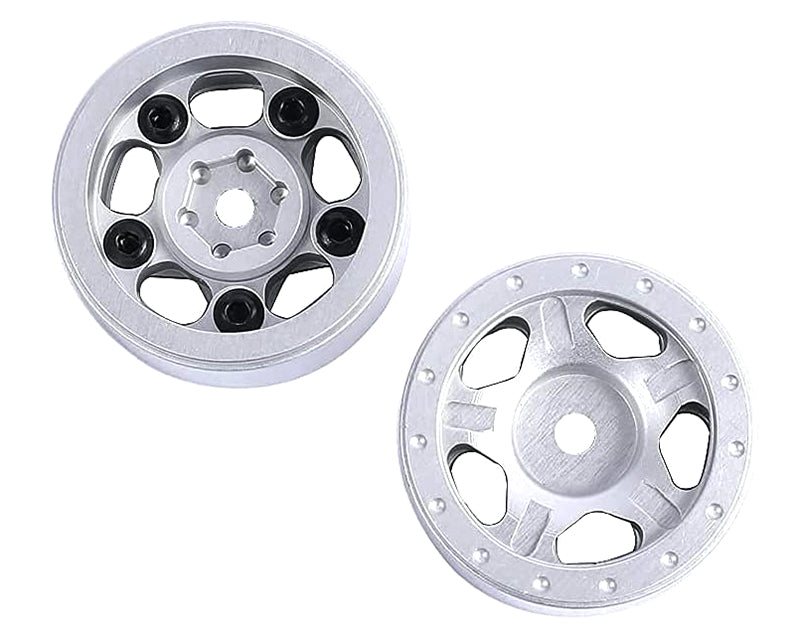 Billet Machined Alloy Wheels (2) for Axial 1/24 SCX24 Rock Crawler