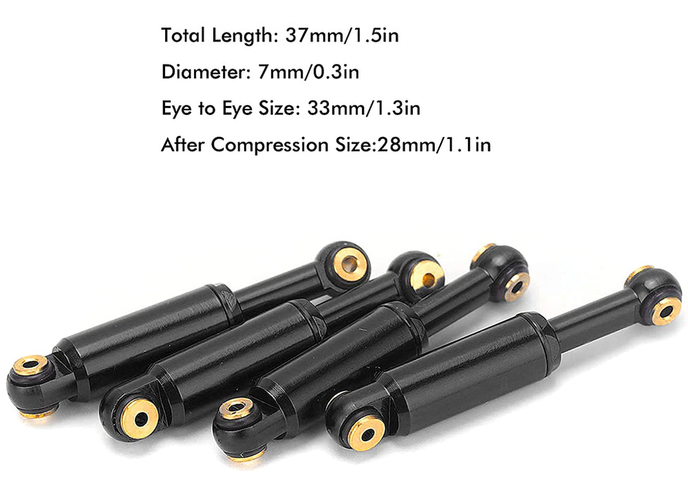 Billet Machined Alloy Shocks (4) for Axial 1/24 SCX24 Rock Crawler