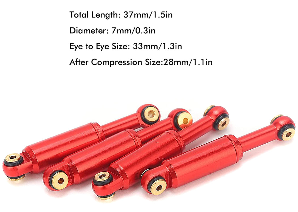 Billet Machined Alloy Shocks (4) for Axial 1/24 SCX24 Rock Crawler