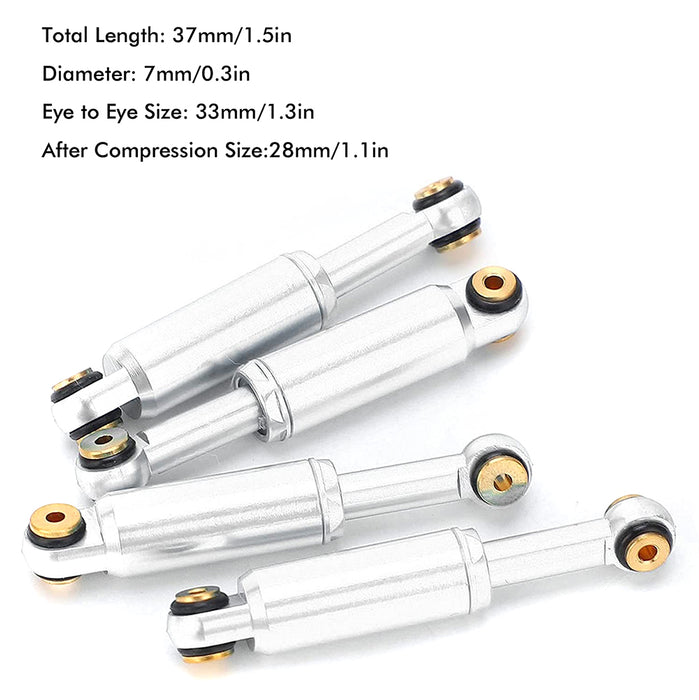 Billet Machined Alloy Shocks (4) for Axial 1/24 SCX24 Rock Crawler