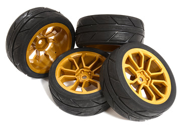 10 Spoke Complete Wheel & Tire Set (4) for 1/10 Touring Car