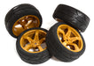 5 Spoke Complete Wheel & Tire Set (4) for 1/10 Touring Car