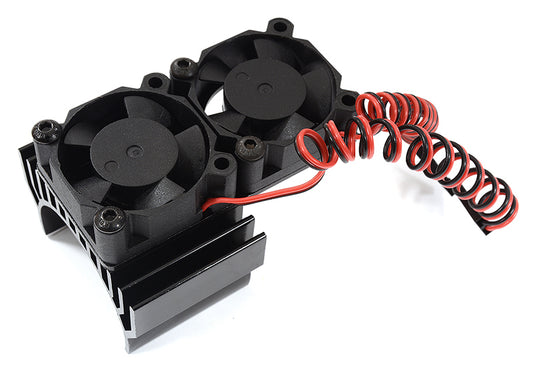 36mm Motor Heatsink + Twin 30x30mm Fan w/ Intake Ram Funnel for 1/10 Scale