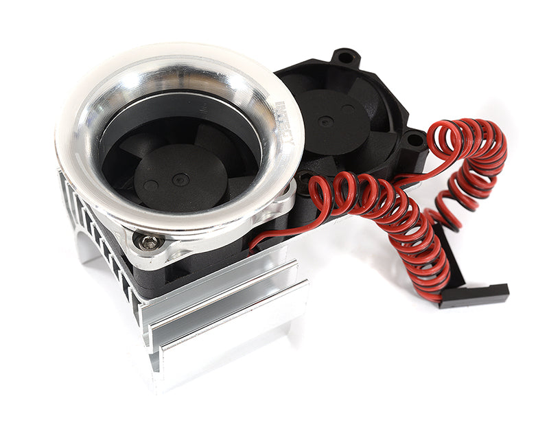 36mm Motor Heatsink + Twin 30x30mm Fan w/ Intake Ram Funnel for 1/10 Scale