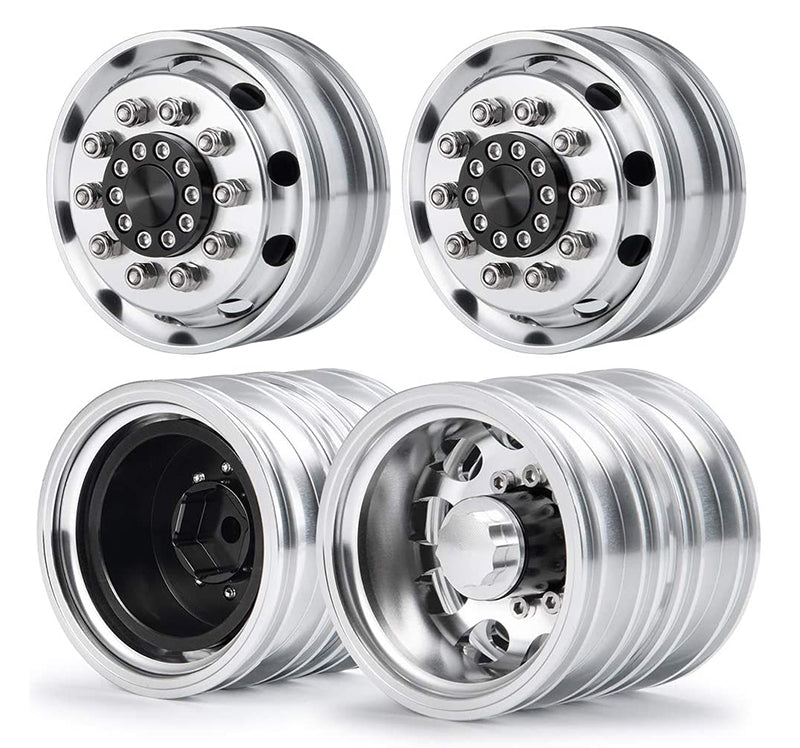 Machined Alloy Front & Dually Rear Wheel Set for Tamiya 1/14 Scale Tractor Truck