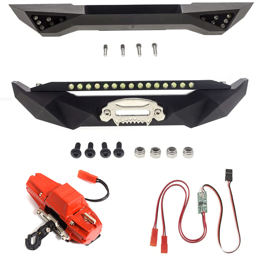 Alloy F&R Bumper + LED w/ Winch & 3rd Ch. Controller for SCX-10 Trail Crawler