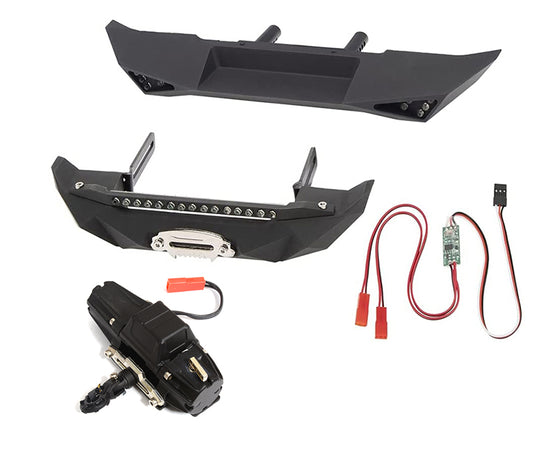 Alloy F&R Bumper + LED w/ Winch & 3rd Ch. Controller for SCX-10 Trail Crawler