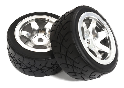 Alloy 6 Spoke Wheels w/ Rubber Radials Tires for 1/10 Mini & Tamiya M-Chassis