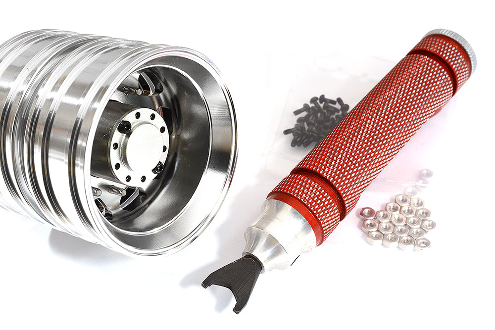 Billet Machined Straight Axle w/ Dually Wheels for 1/14 Semi-Tractor (W=182mm)