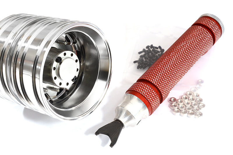 Billet Machined Straight Axle w/ Dually Wheels for 1/14 Semi-Tractor (W=182mm)