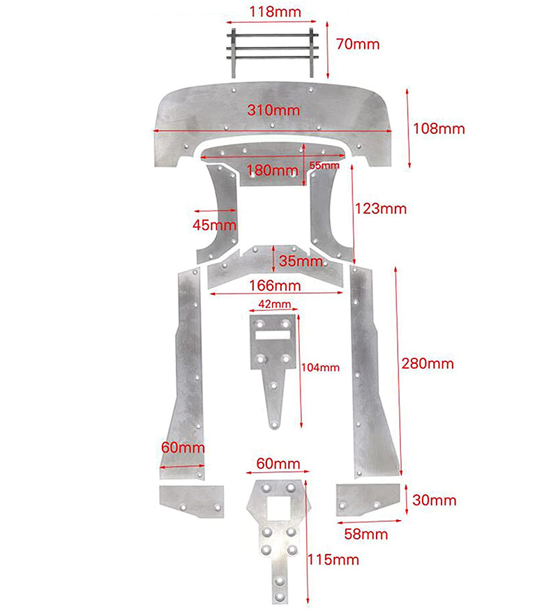 Alloy Front Bumper Guard & Protection Plates for Arrma 1/7 Felony & Infraction