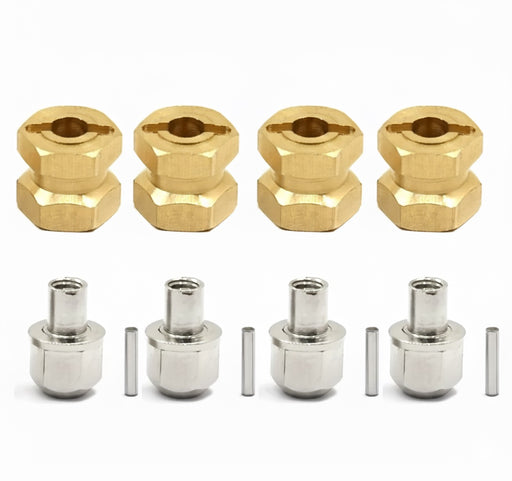 12mm Hex Wheel (4) Hub Brass 12mm Thick for Axial SCX-10, D90 & D110 Crawler