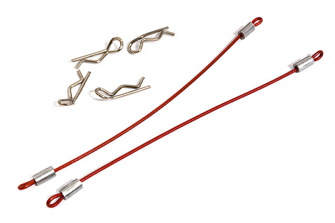 Secured Body Clip (4) with 80mm Retainer Link for 1/16 & 1/10 RC