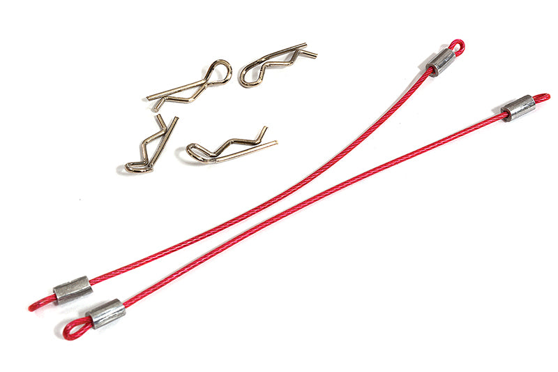 Secured Body Clip (4) with 100mm Retainer Link for 1/16 & 1/10 RC