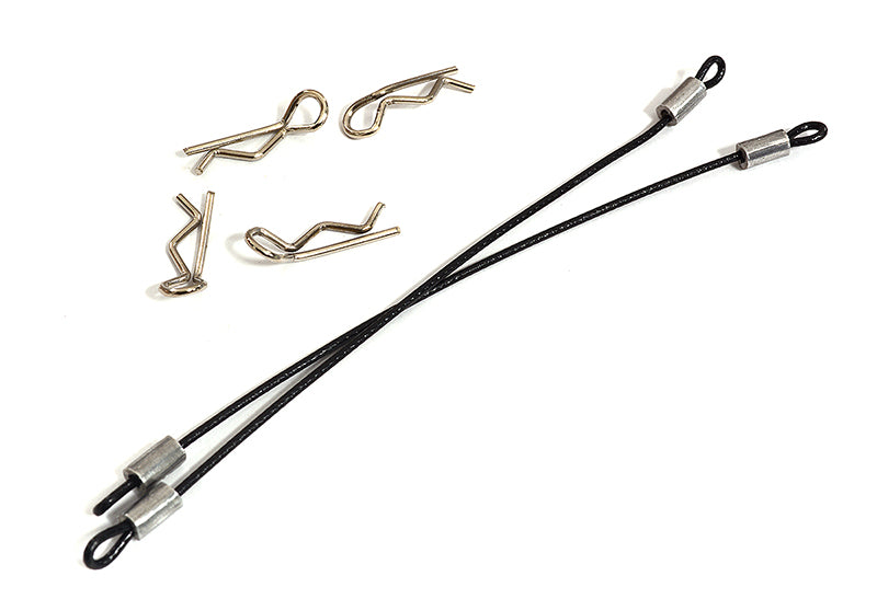 Secured Body Clip (4) with 120mm Retainer Link for 1/16 & 1/10 RC