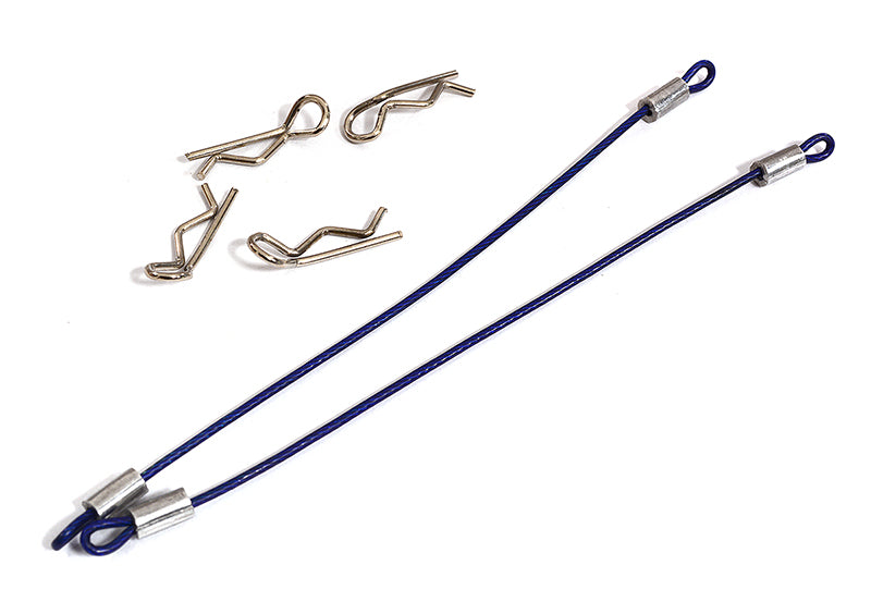 Secured Body Clip (4) with 120mm Retainer Link for 1/16 & 1/10 RC