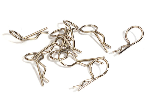 Bent-Up Body Clips (10) for 1/10 RC Cars & Trucks (LxW=24x11mm)