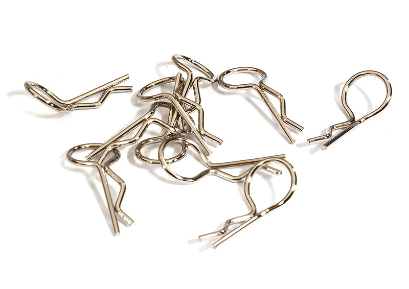 Bent-Up Body Clips (10) for 1/10 RC Cars & Trucks (LxW=24x11mm)